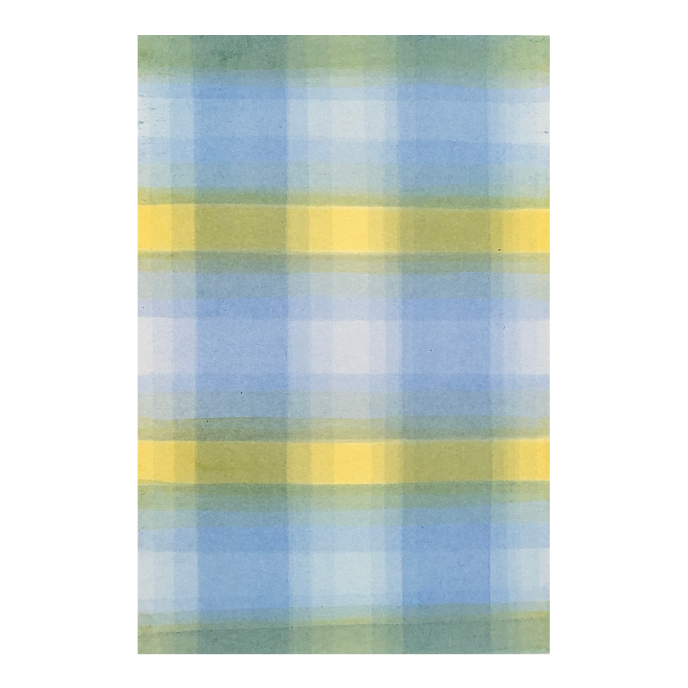 Abstract painting with shades of blue, green and yellow